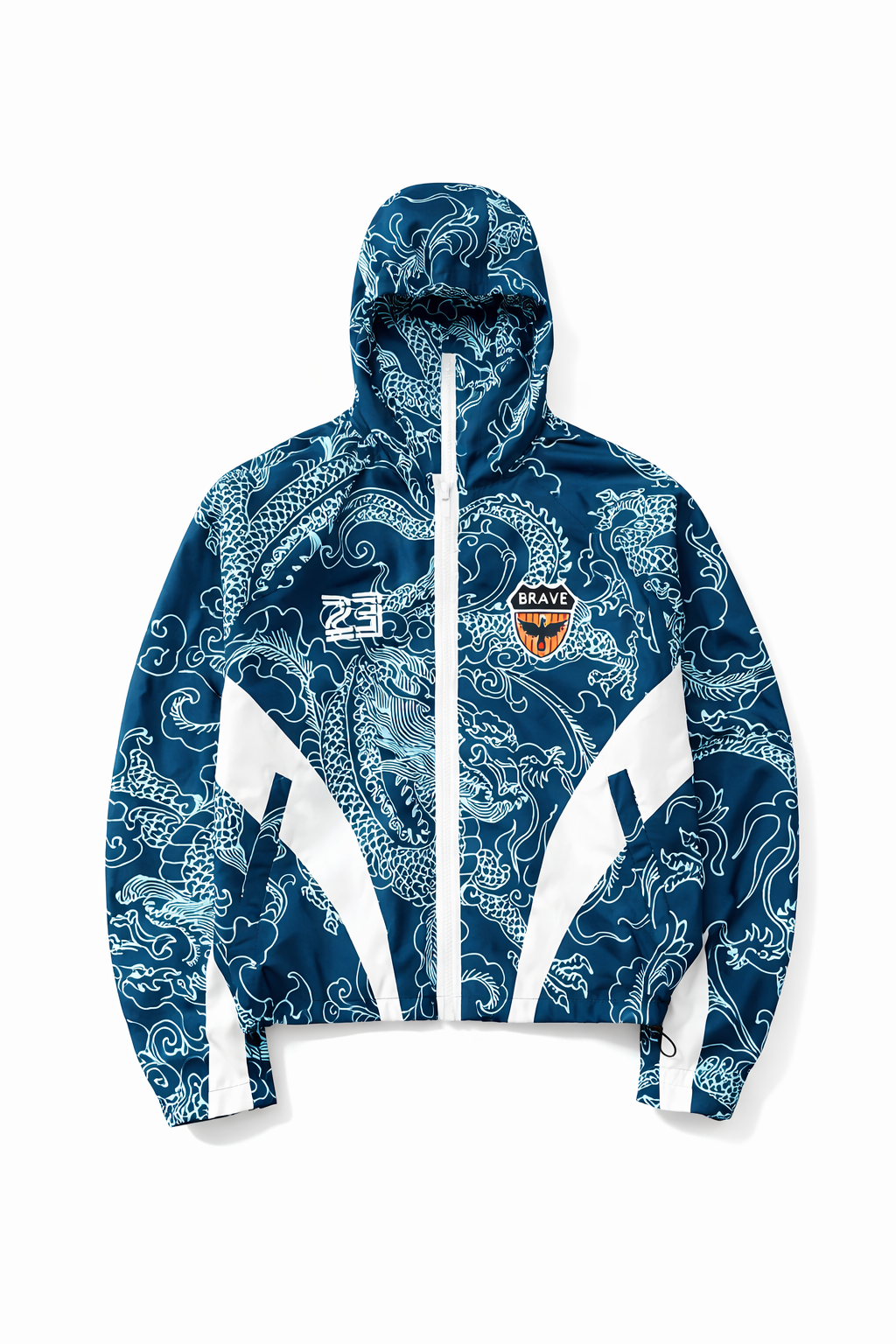 Veste à capuche zippée imprimée dragon chinois ROMWE MEN Prep