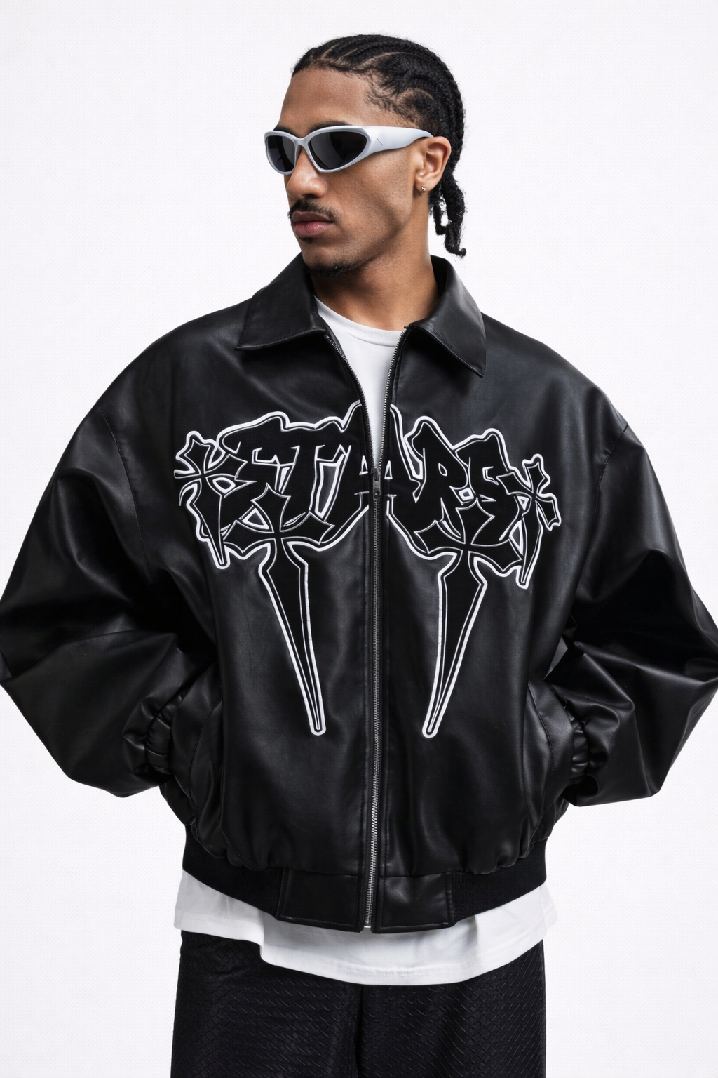 Veste zippée à broderie hip-hop