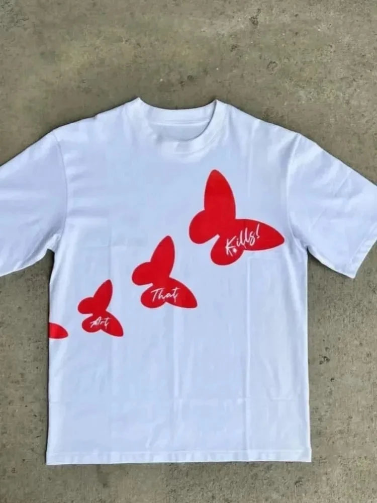 T-shirt Vintage Y2K Hip-Hop Surdimensionné — Streetwear Graphique