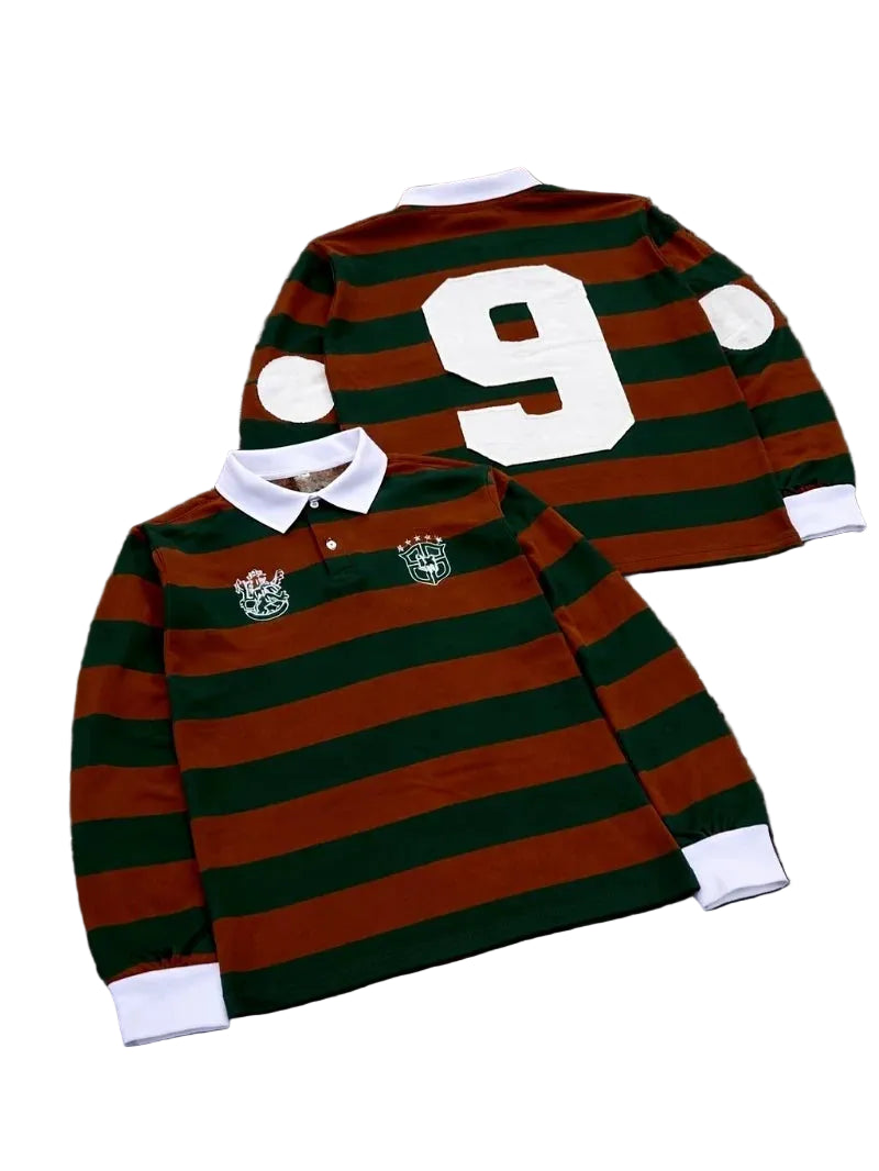 Polo Longsleeve de rugby rayé Y2K rétro
