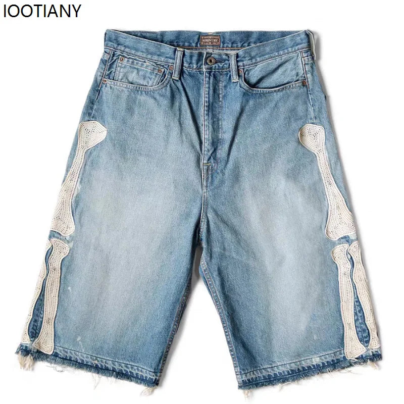 Short Skeleton Denim Y2K Retro
