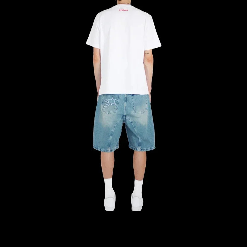 Short Denim Y2K Vintage Brodé — Streetwear Baggy Été