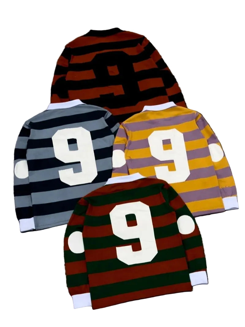 Y2K Retro Striped Rugby Longsleeve Polo