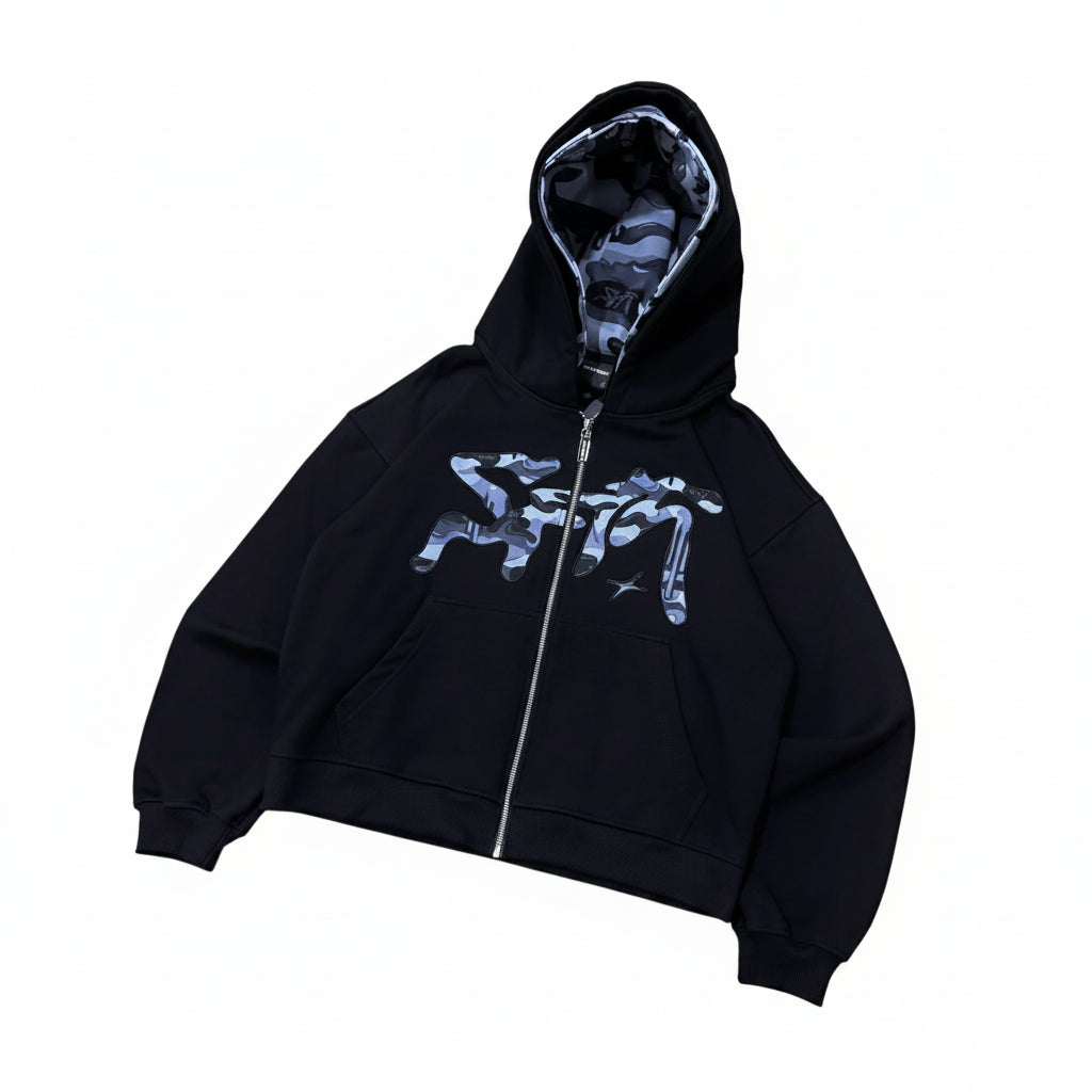 Camo Double Hooded Zip-Up