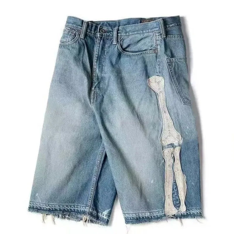 Short Skeleton Denim Y2K Retro