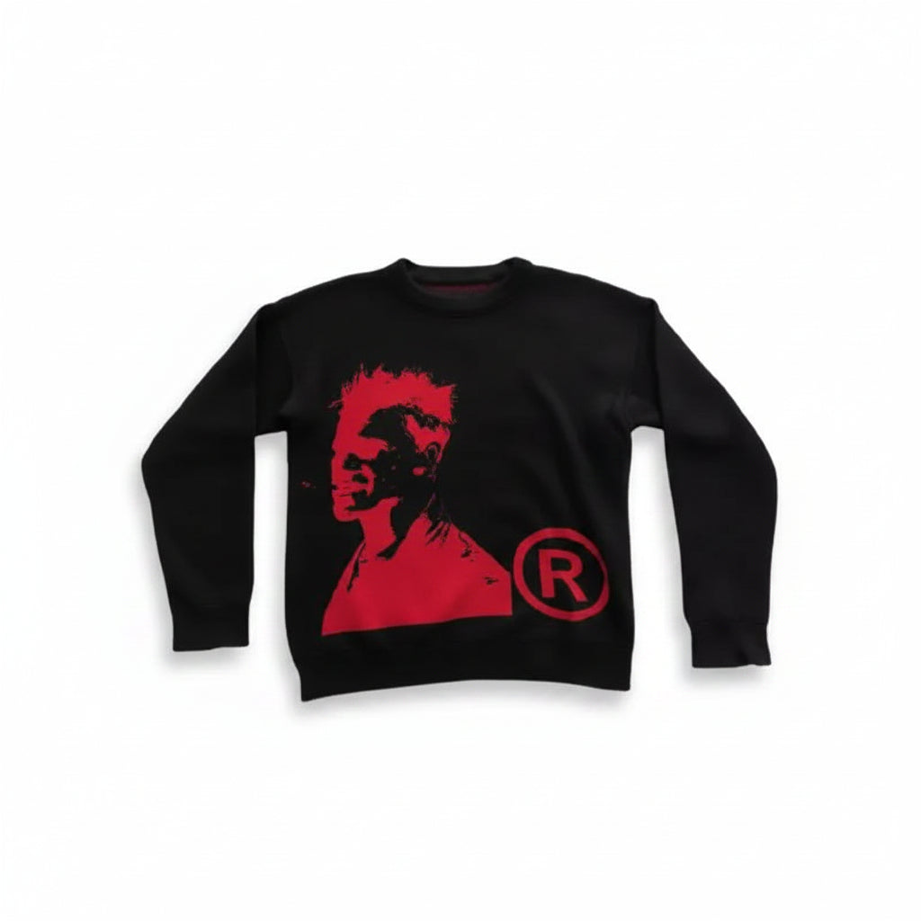 Pull Tricoté Y2K — Style Rétro Américain Gothique Col Rond Unisexe