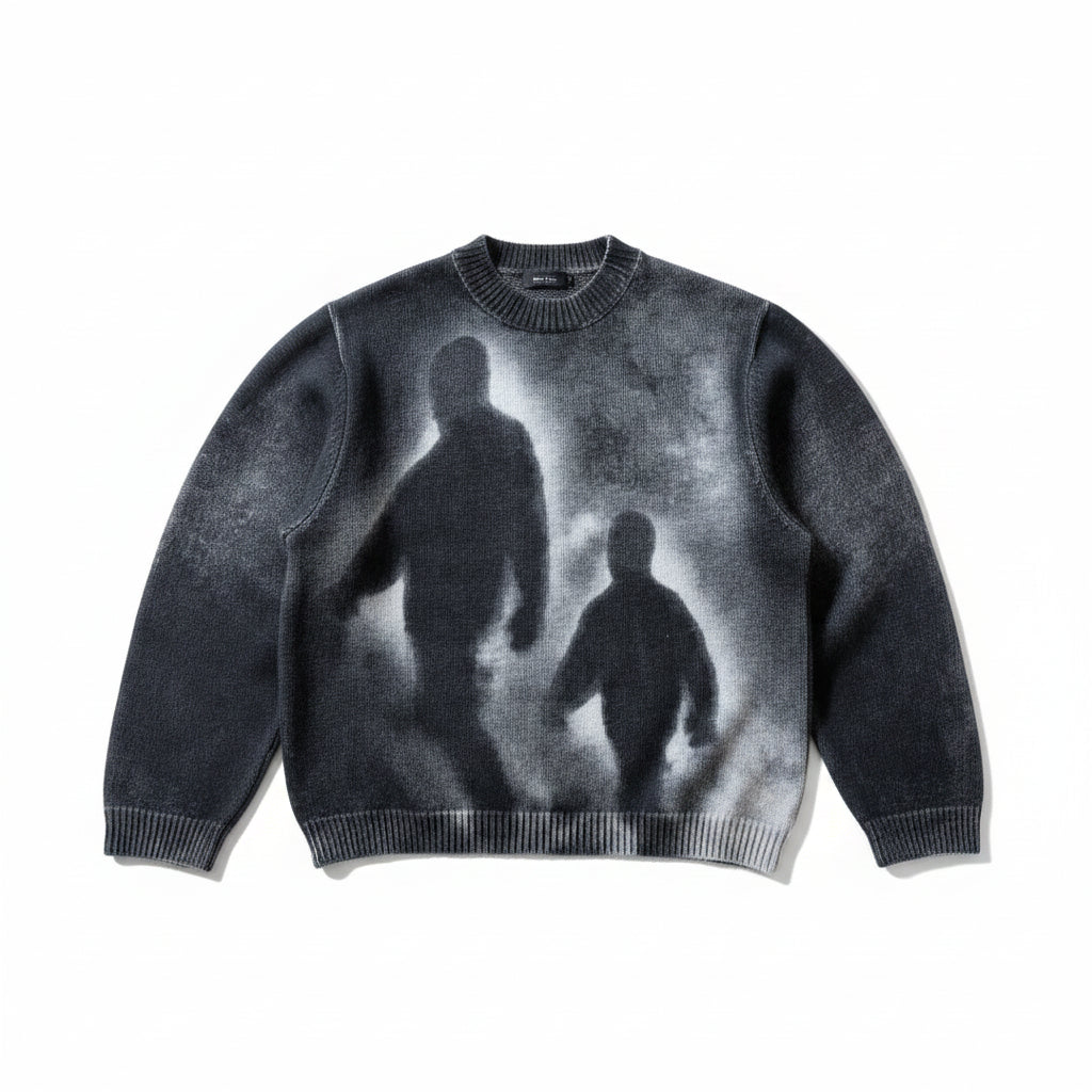 Pull Tricot Portrait Artistique — Punk Gothique Streetwear Col Rond Unisexe