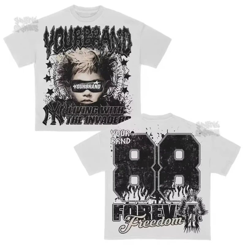 T-Shirt Visage Imprimé Y2K