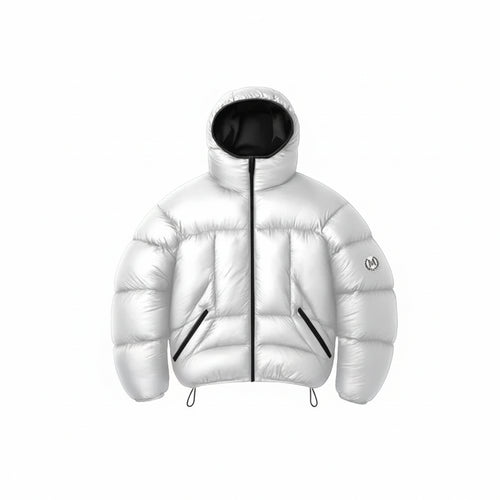 Doudoune Matelassée Brillante Imprimé Lettres – Oversize À Capuche