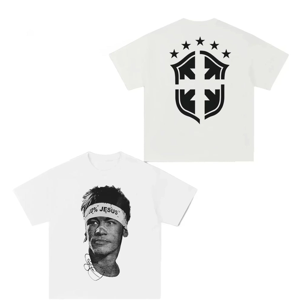 T-shirt Imprimé Neymar Face — Streetwear Football Oversize