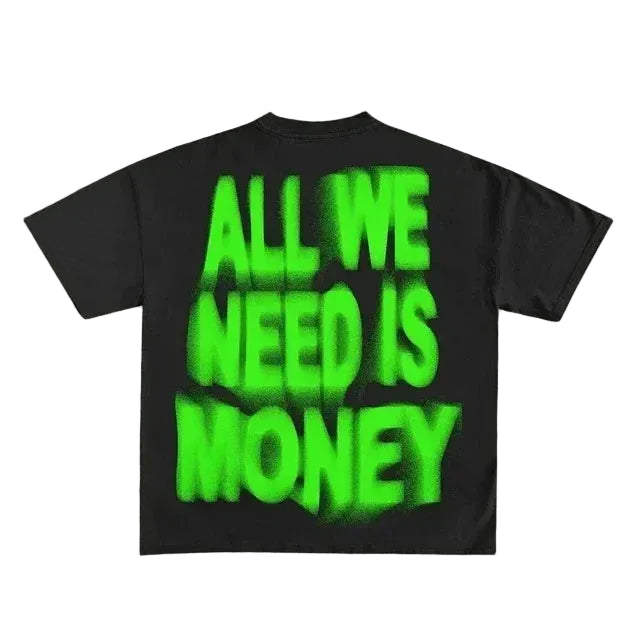 T-shirt Y2K Money Style Imprimé — Streetwear Oversize