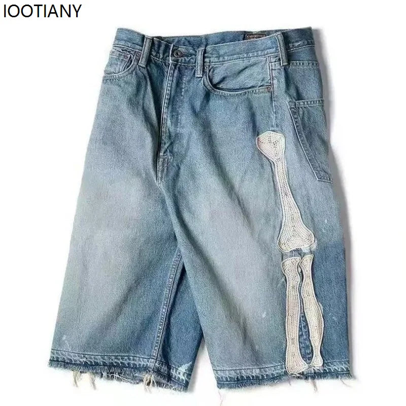 Short Skeleton Denim Y2K Retro