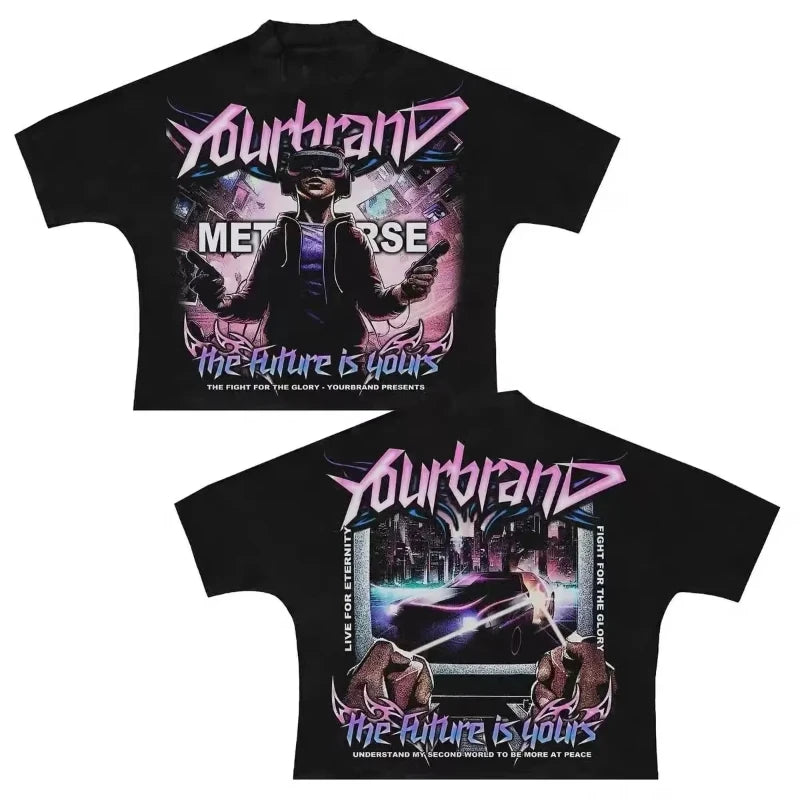 T-Shirt Visage Imprimé Y2K
