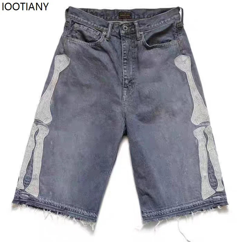 Short Skeleton Denim Y2K Retro