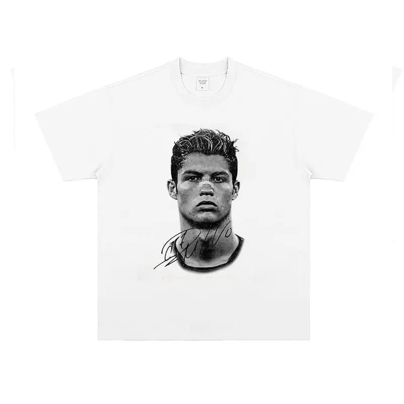 T-Shirt Face Card Football — Streetwear Graphique Oversize Unisexe