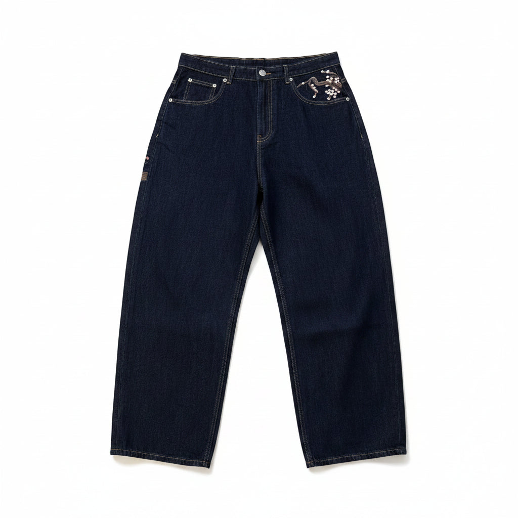Jean Baggy SAKURA Brodé