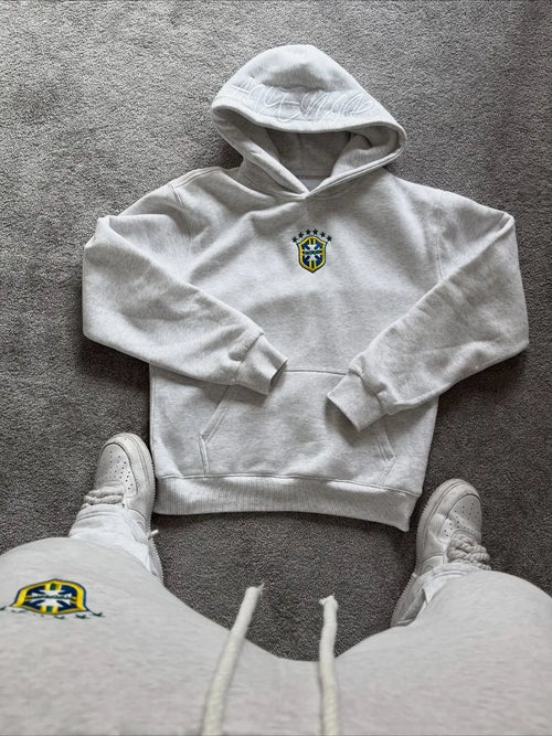 Hoodie Brazil Zippé Urban Sombre — Streetwear Oversize