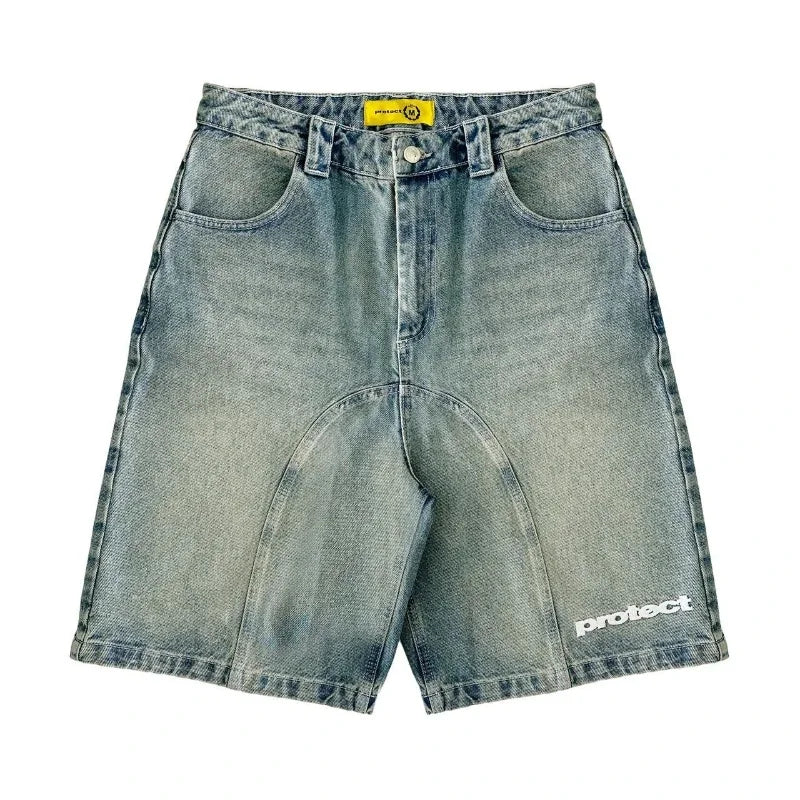 Short Denim Y2K Vintage Brodé — Streetwear Baggy Été