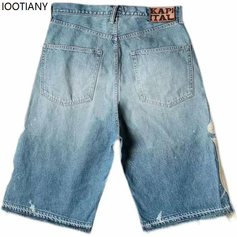 Short Skeleton Denim Y2K Retro