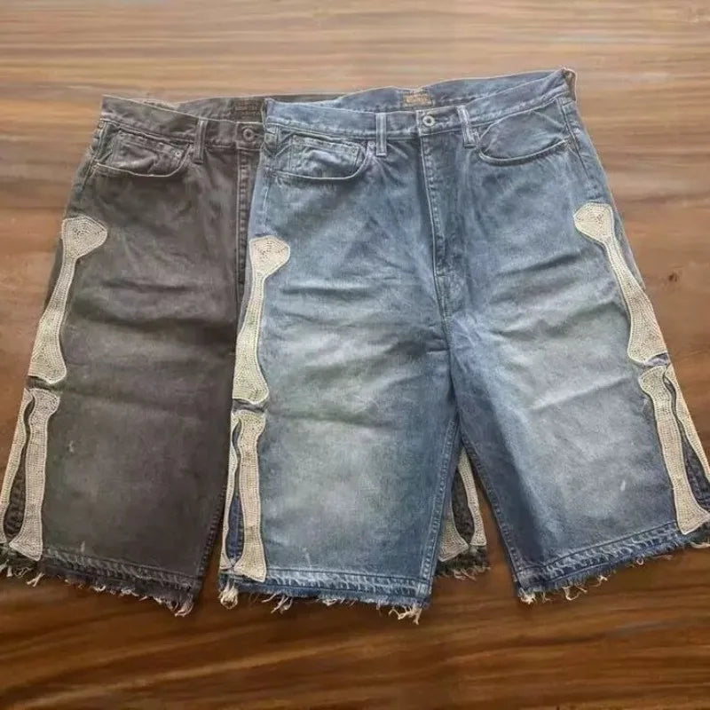 Short Skeleton Denim Y2K Retro