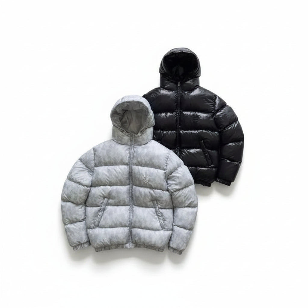 Doudoune À Capuche Chaînes & Broderie – Coupe Oversize