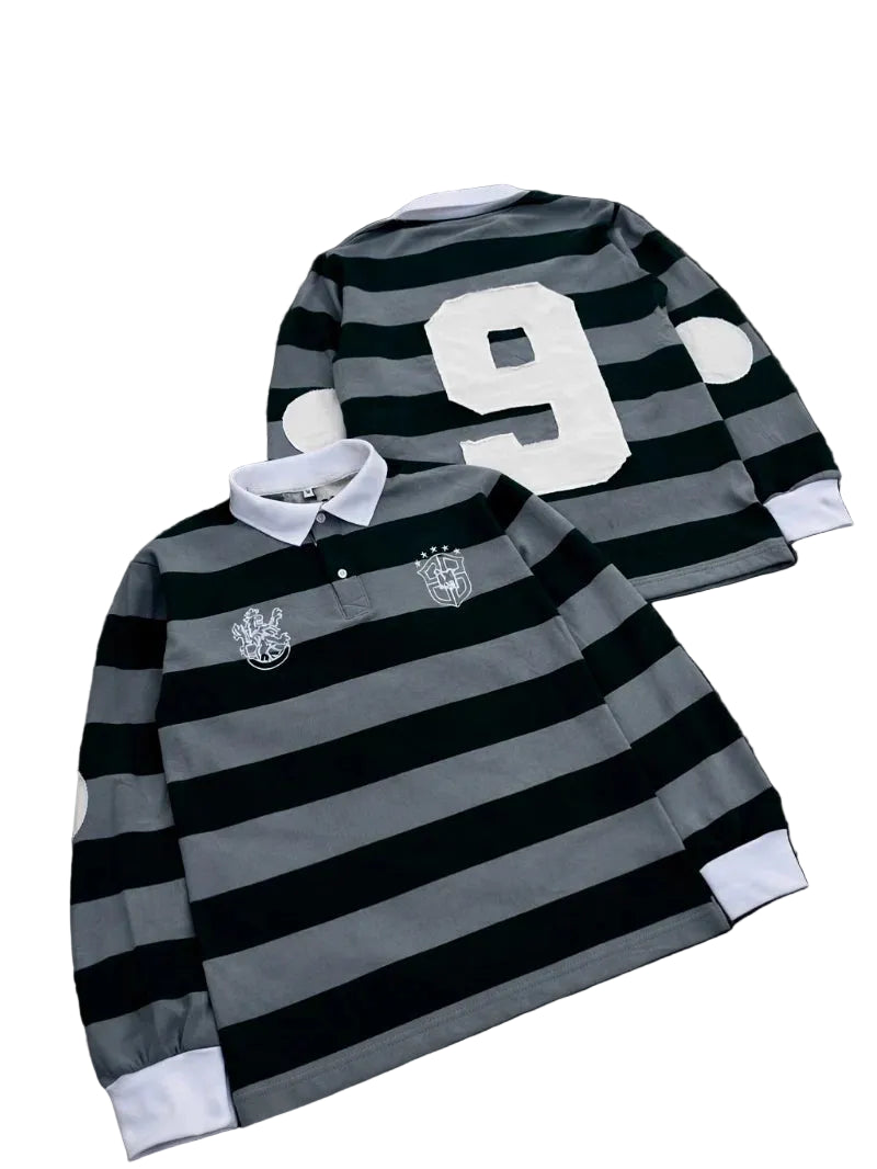 Polo Longsleeve de rugby rayé Y2K rétro