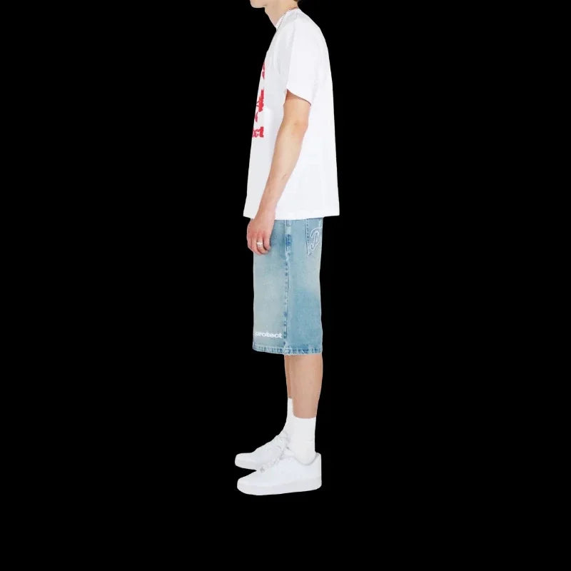Short Denim Y2K Vintage Brodé — Streetwear Baggy Été
