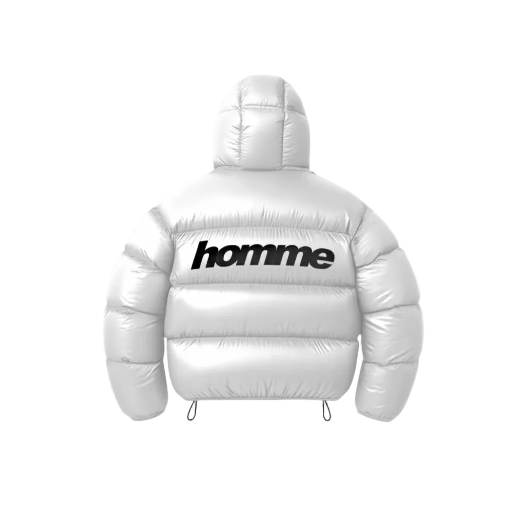 Doudoune Matelassée Brillante Imprimé Lettres – Oversize À Capuche