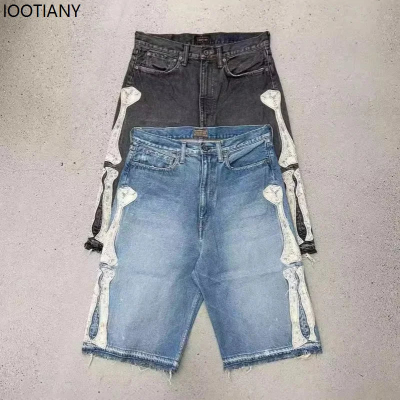 Short Skeleton Denim Y2K Retro