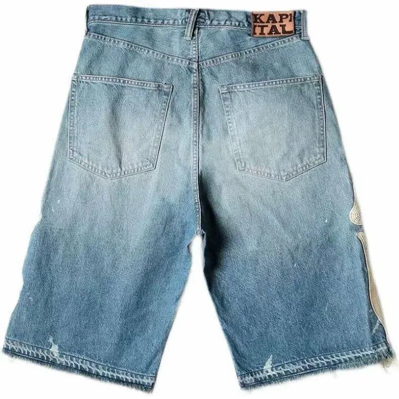 Short Skeleton Denim Y2K Retro
