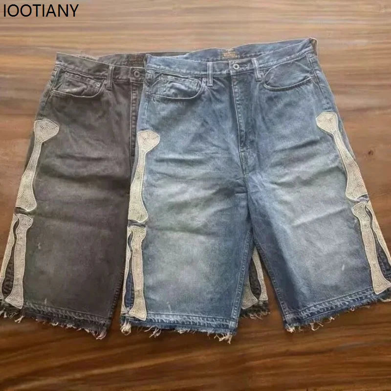 Short Skeleton Denim Y2K Retro