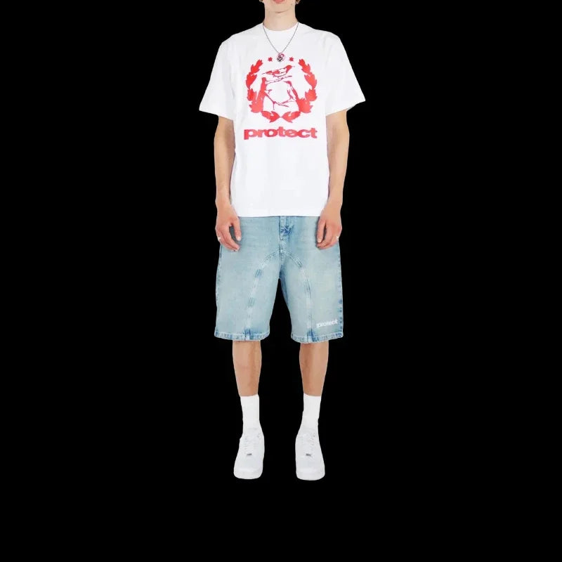 Short Denim Y2K Vintage Brodé — Streetwear Baggy Été