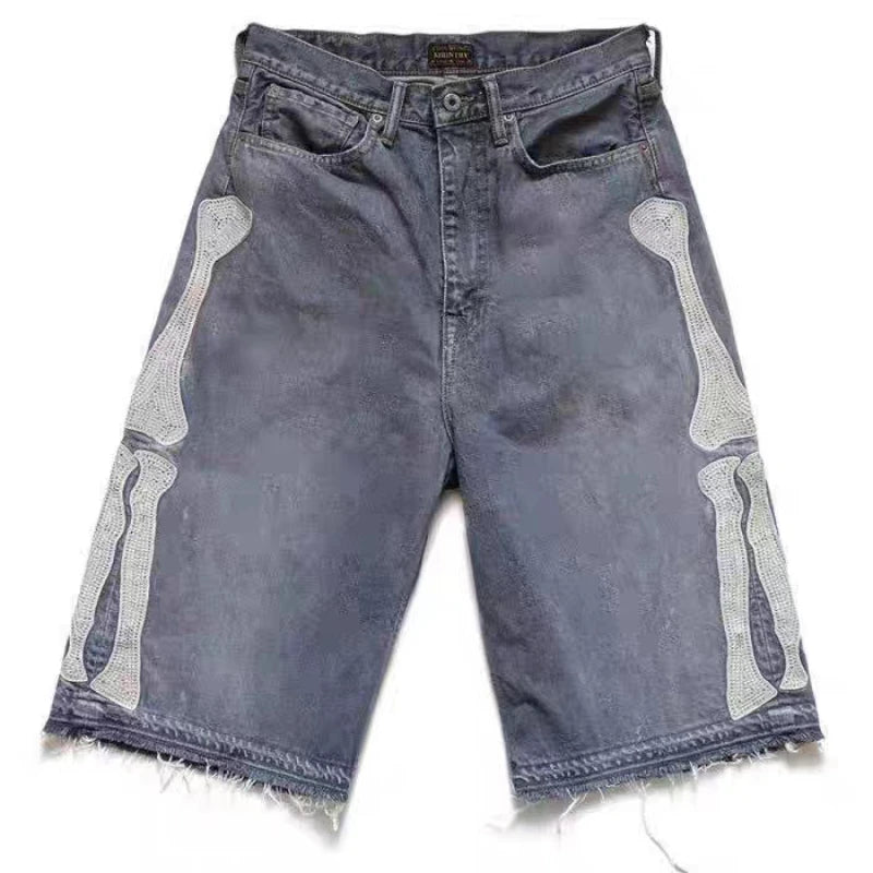 Short Skeletone Denim Y2k rétro