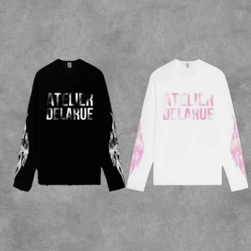 Longsleeve Atelier Delarde Flammes — Y2K Harajuku Oversize