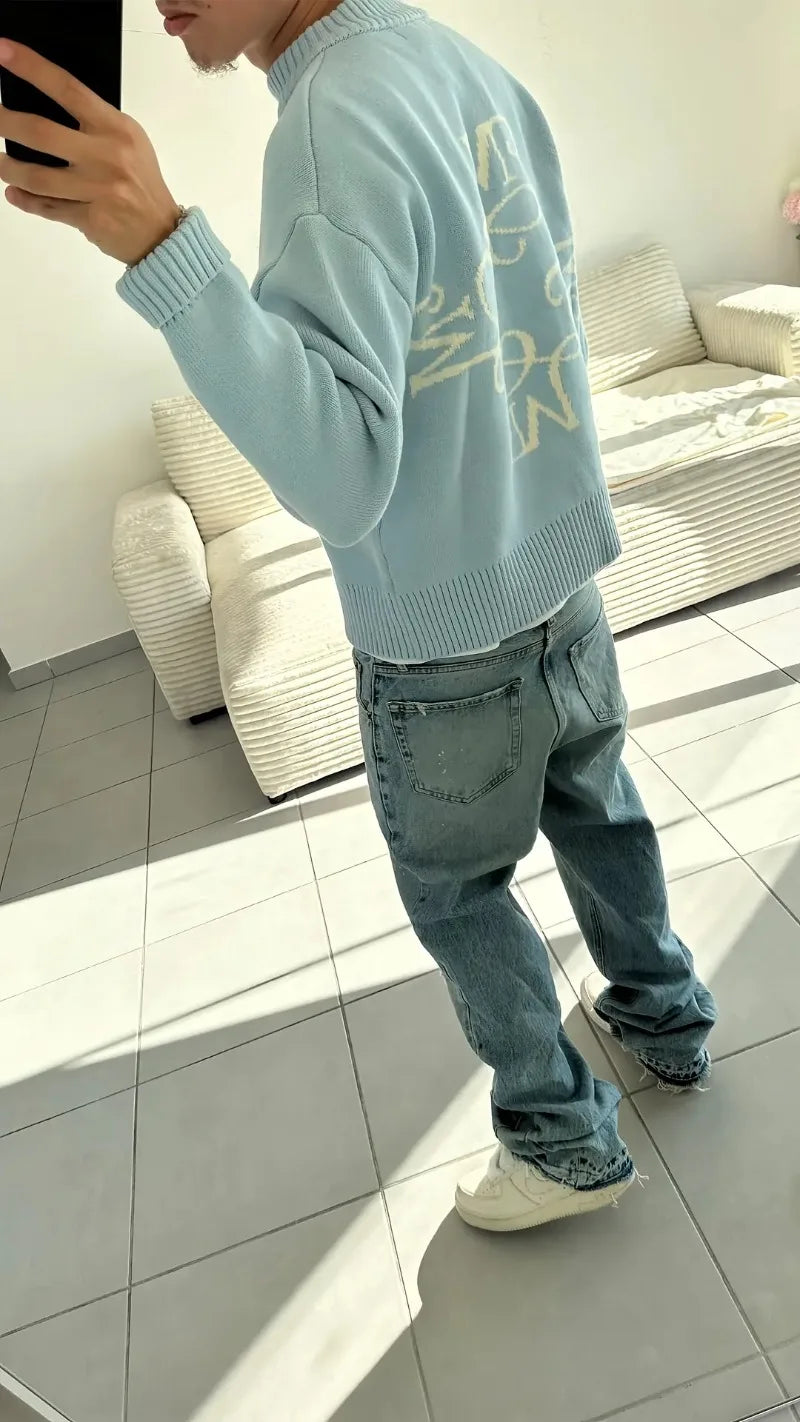 Pull Y2K Signature Logo Brodé — Streetwear Boxy